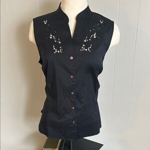 Vintage Rafaella black western style sleeveless shirt